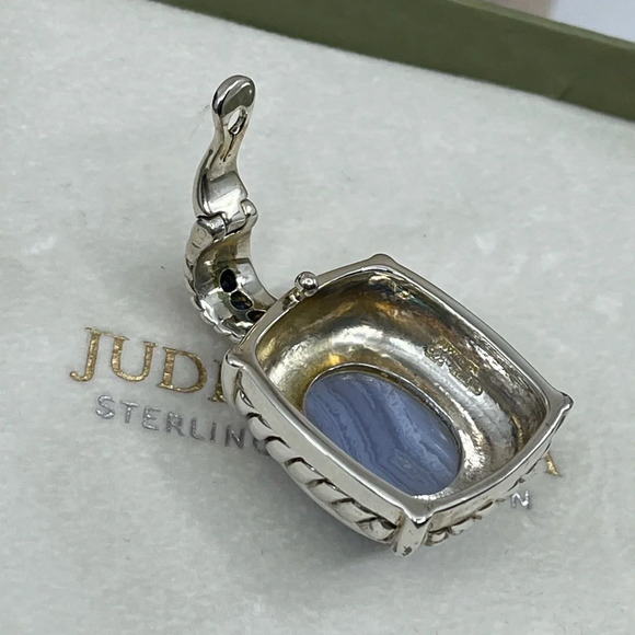 Vintage Judith Ripka Sterling Silver Pendant - Blue Lace Agate Gemstone Enhancer - Picture 13 of 16